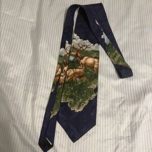 Field & Stream Men's Silk Necktie with Wildlife Elk and Flying Duck Print
